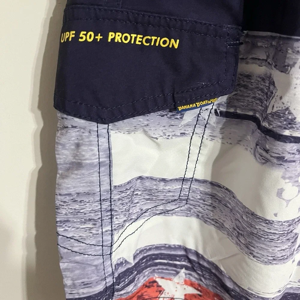 Banana Boat UPF 50+ American Flag Swim Trunks Board Shorts Size‎ Large